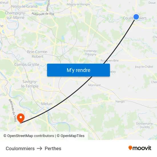 Coulommiers to Perthes map