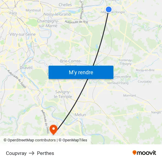 Coupvray to Perthes map