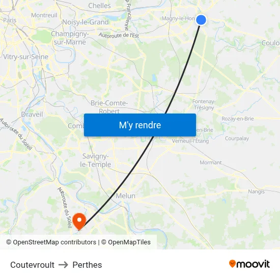Coutevroult to Perthes map