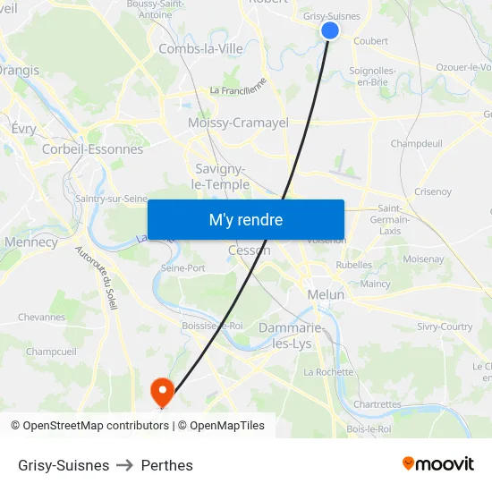 Grisy-Suisnes to Perthes map