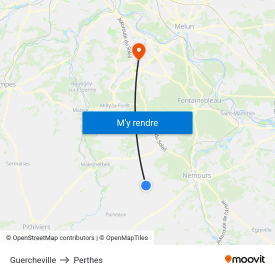 Guercheville to Perthes map