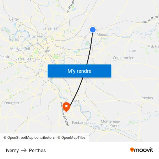 Iverny to Perthes map