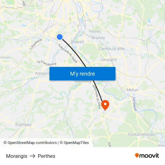 Morangis to Perthes map