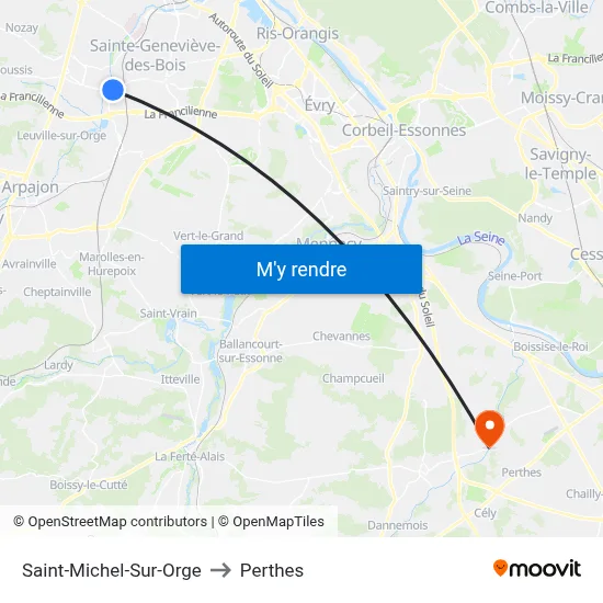 Saint-Michel-Sur-Orge to Perthes map