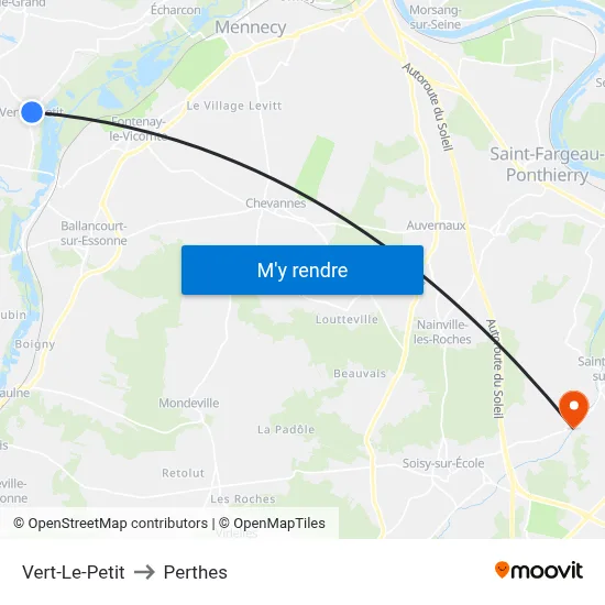Vert-Le-Petit to Perthes map