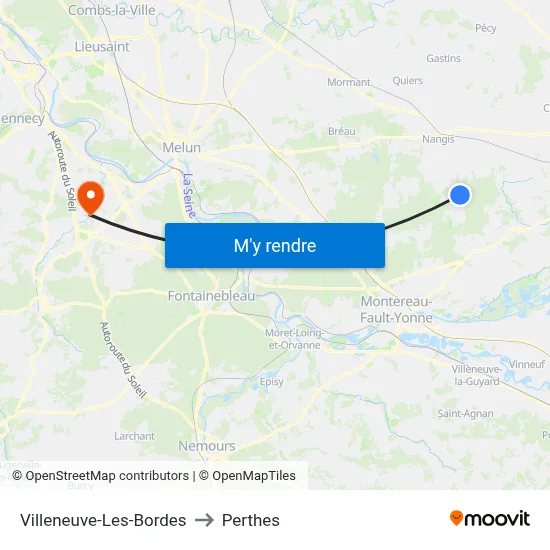 Villeneuve-Les-Bordes to Perthes map