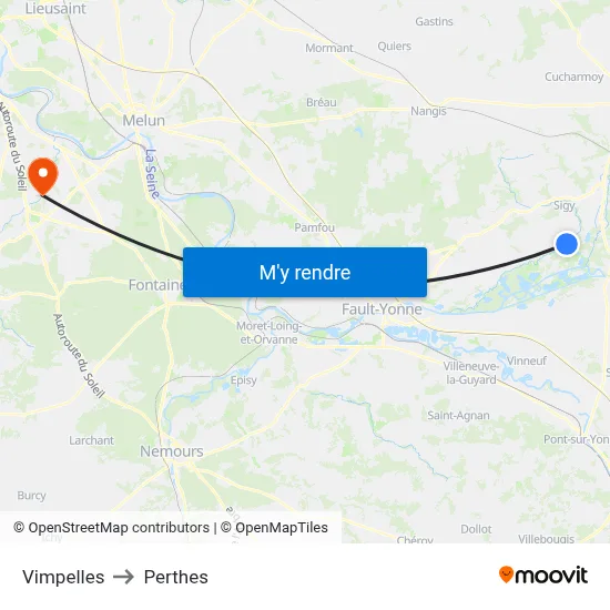 Vimpelles to Perthes map