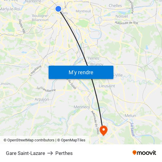 Gare Saint-Lazare to Perthes map