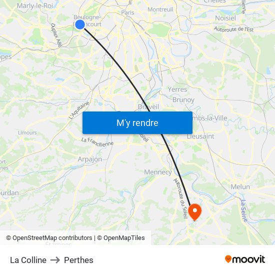 La Colline to Perthes map