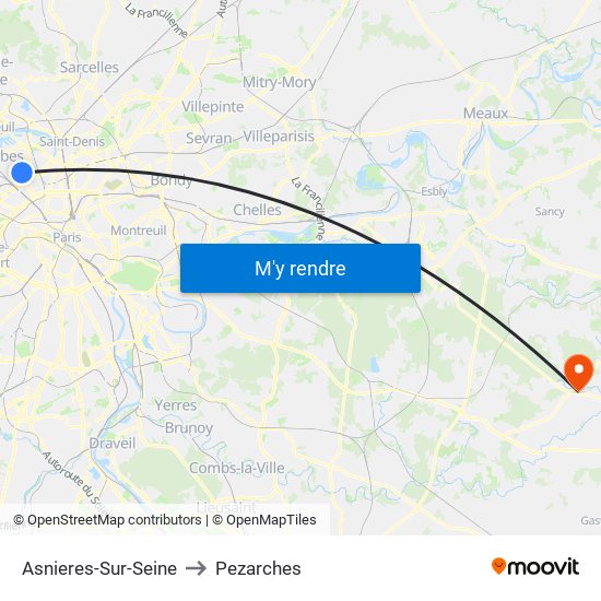 Asnieres-Sur-Seine to Pezarches map
