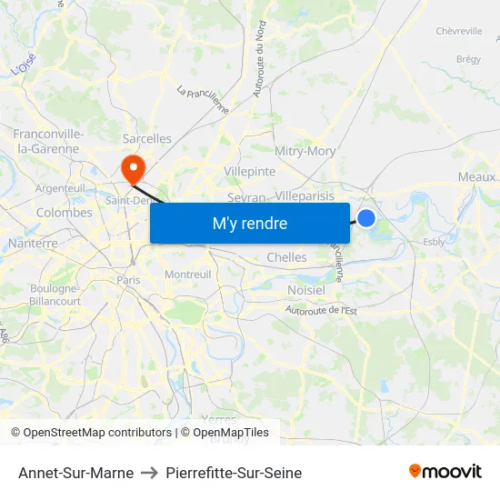 Annet-Sur-Marne to Pierrefitte-Sur-Seine map