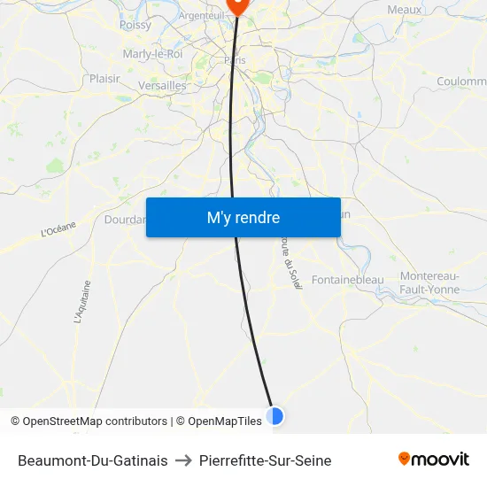Beaumont-Du-Gatinais to Pierrefitte-Sur-Seine map