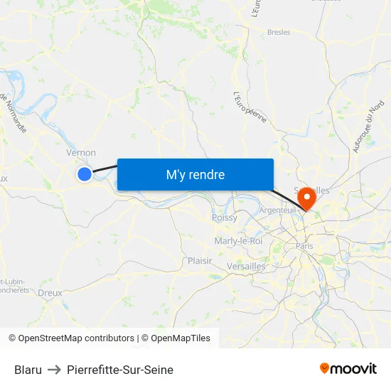 Blaru to Pierrefitte-Sur-Seine map