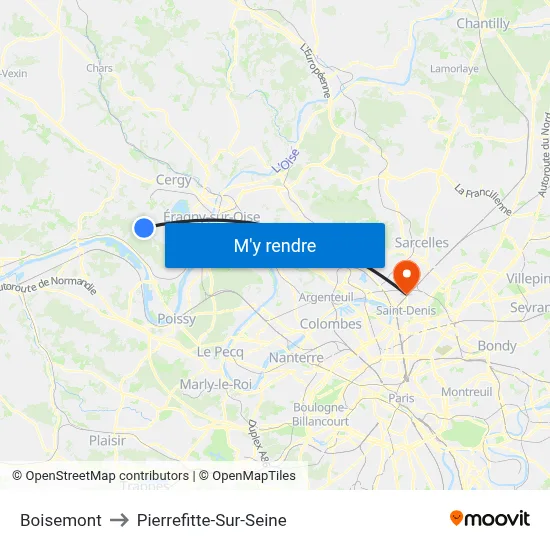 Boisemont to Pierrefitte-Sur-Seine map