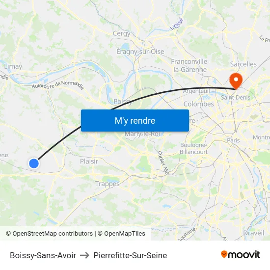 Boissy-Sans-Avoir to Pierrefitte-Sur-Seine map