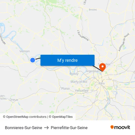 Bonnieres-Sur-Seine to Pierrefitte-Sur-Seine map