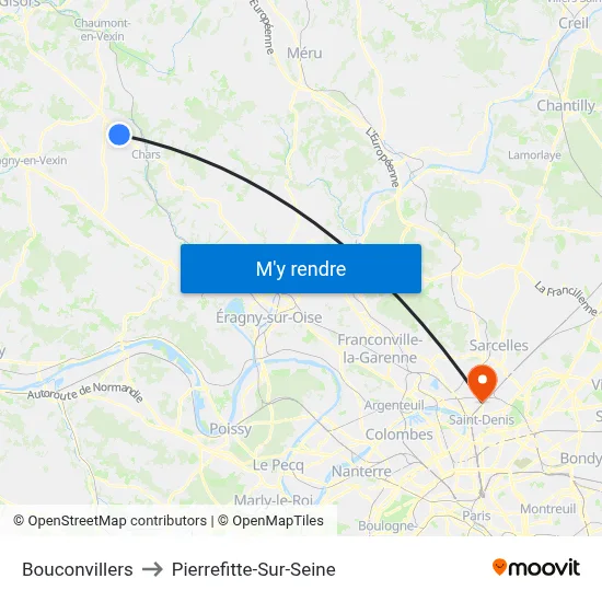 Bouconvillers to Pierrefitte-Sur-Seine map