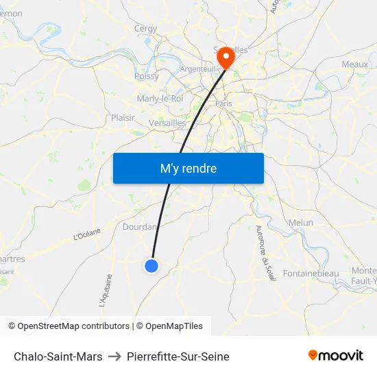 Chalo-Saint-Mars to Pierrefitte-Sur-Seine map