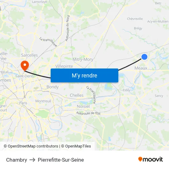 Chambry to Pierrefitte-Sur-Seine map
