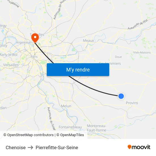Chenoise to Pierrefitte-Sur-Seine map