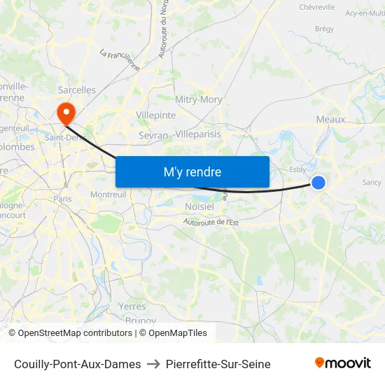 Couilly-Pont-Aux-Dames to Pierrefitte-Sur-Seine map