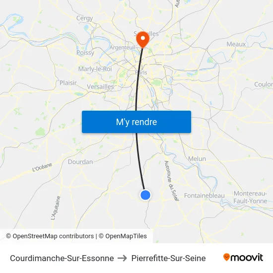 Courdimanche-Sur-Essonne to Pierrefitte-Sur-Seine map