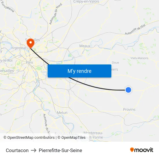 Courtacon to Pierrefitte-Sur-Seine map