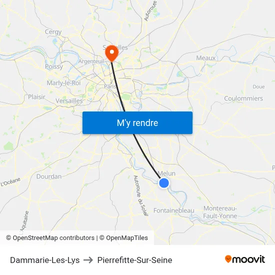 Dammarie-Les-Lys to Pierrefitte-Sur-Seine map