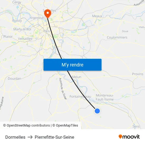 Dormelles to Pierrefitte-Sur-Seine map