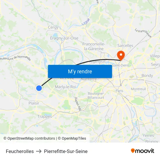 Feucherolles to Pierrefitte-Sur-Seine map