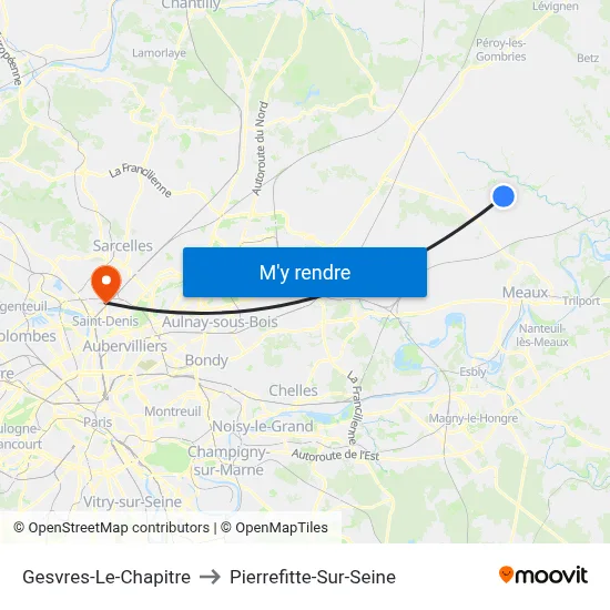 Gesvres-Le-Chapitre to Pierrefitte-Sur-Seine map