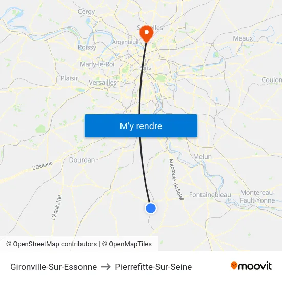 Gironville-Sur-Essonne to Pierrefitte-Sur-Seine map