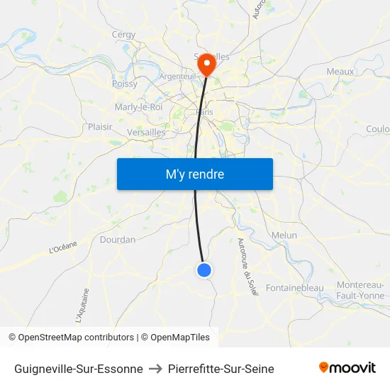 Guigneville-Sur-Essonne to Pierrefitte-Sur-Seine map
