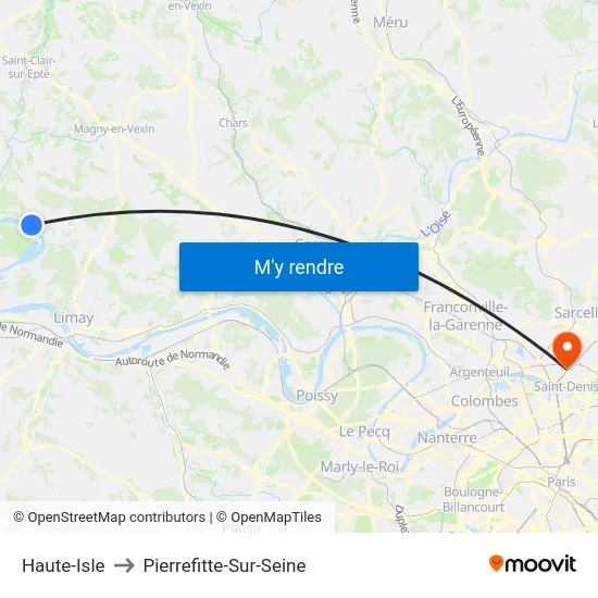 Haute-Isle to Pierrefitte-Sur-Seine map