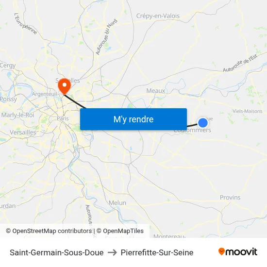 Saint-Germain-Sous-Doue to Pierrefitte-Sur-Seine map