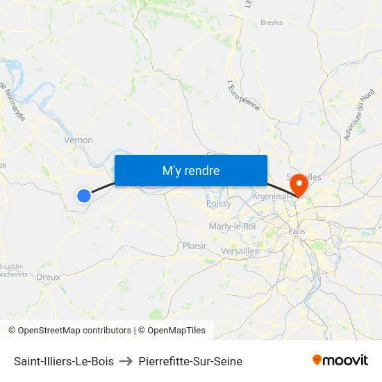Saint-Illiers-Le-Bois to Pierrefitte-Sur-Seine map
