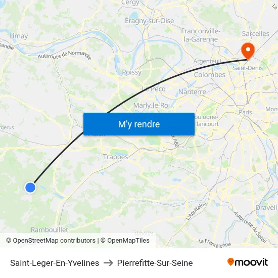 Saint-Leger-En-Yvelines to Pierrefitte-Sur-Seine map