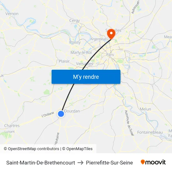 Saint-Martin-De-Brethencourt to Pierrefitte-Sur-Seine map