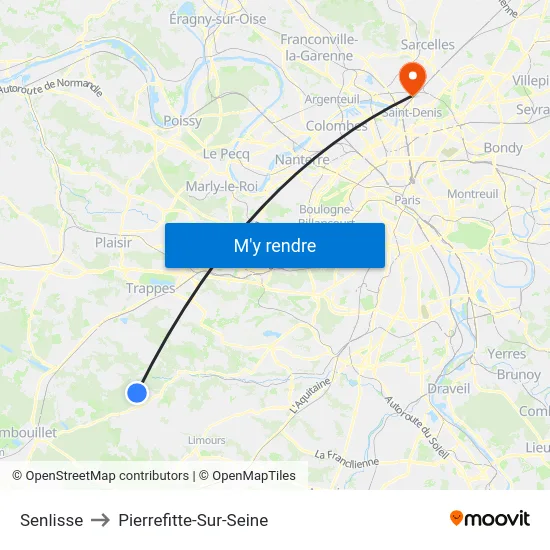 Senlisse to Pierrefitte-Sur-Seine map