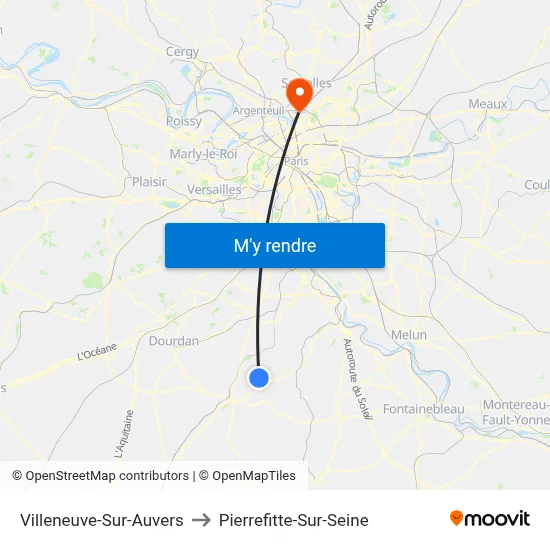Villeneuve-Sur-Auvers to Pierrefitte-Sur-Seine map
