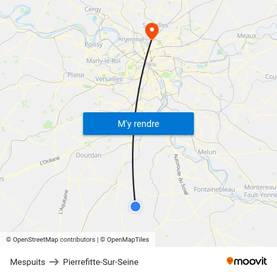 Mespuits to Pierrefitte-Sur-Seine map
