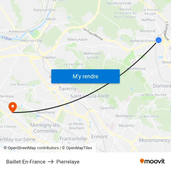 Baillet-En-France to Pierrelaye map