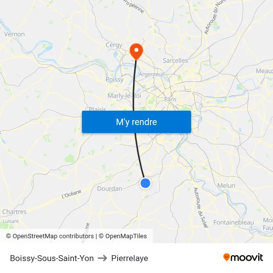 Boissy-Sous-Saint-Yon to Pierrelaye map