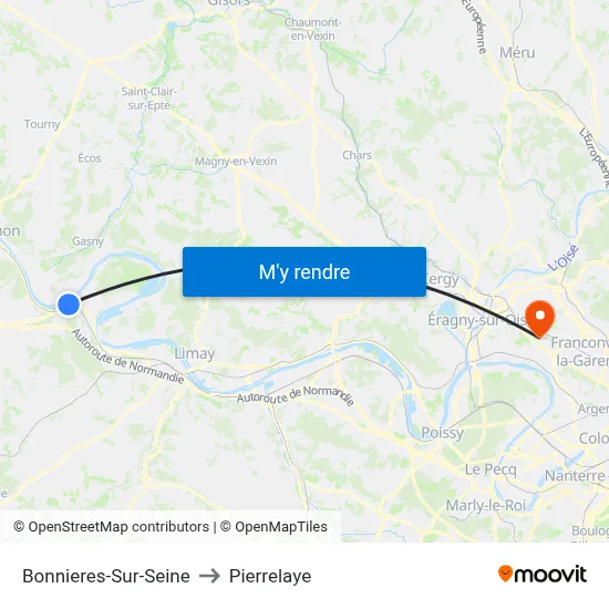Bonnieres-Sur-Seine to Pierrelaye map