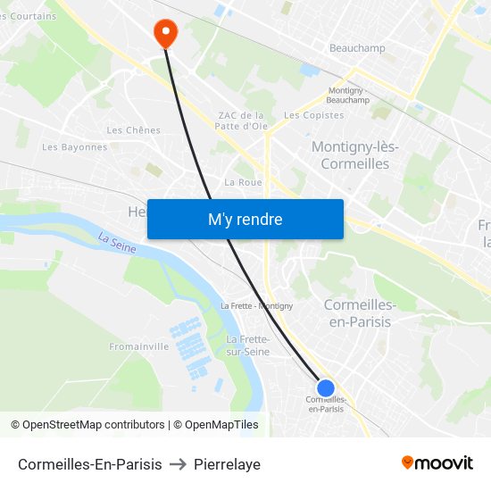 Cormeilles-En-Parisis to Pierrelaye map