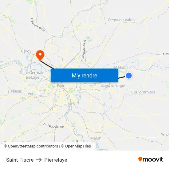 Saint-Fiacre to Pierrelaye map