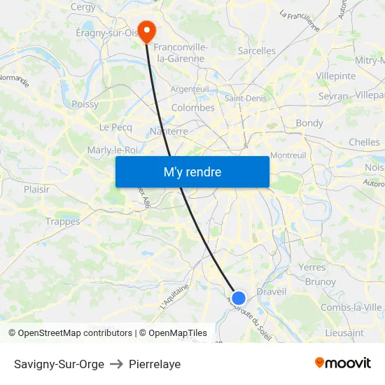 Savigny-Sur-Orge to Pierrelaye map