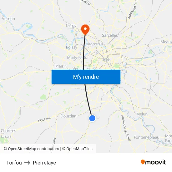 Torfou to Pierrelaye map
