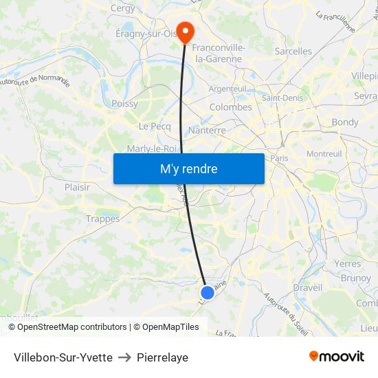 Villebon-Sur-Yvette to Pierrelaye map