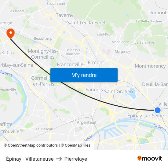 Épinay - Villetaneuse to Pierrelaye map